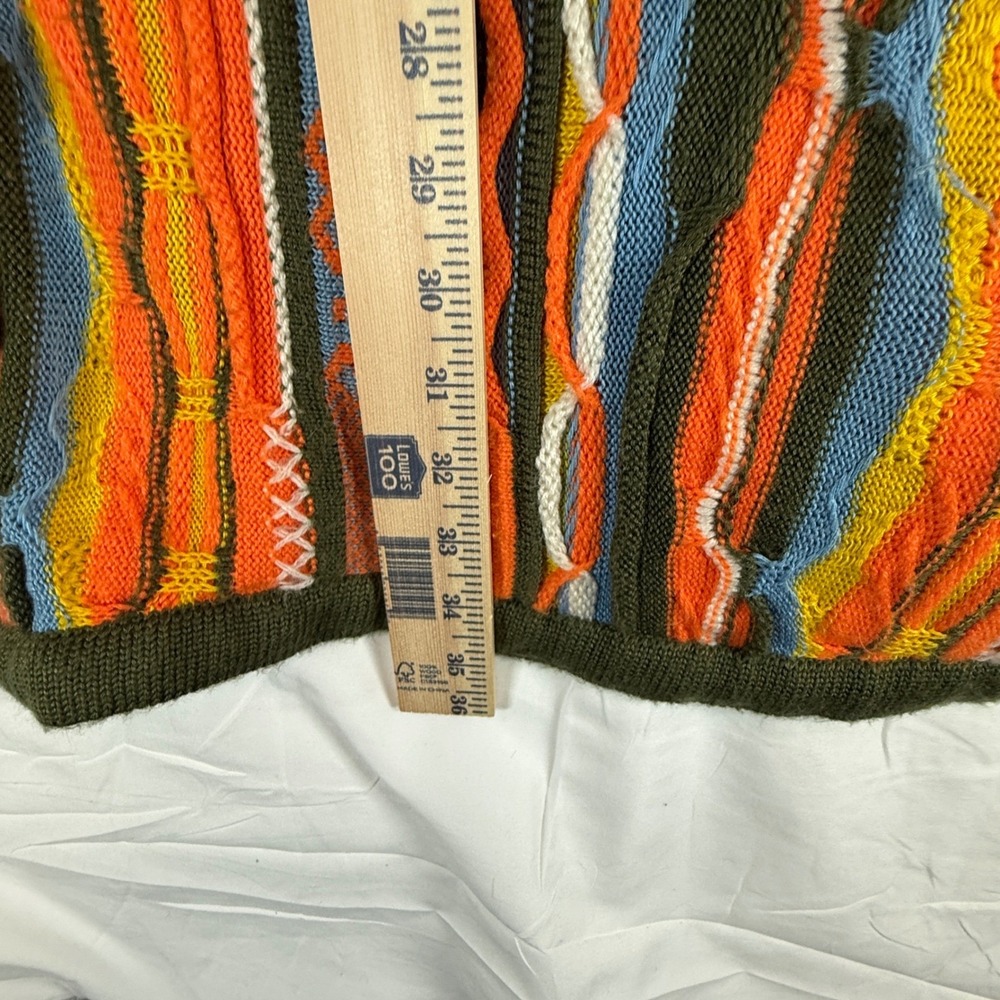 Vintage 90s Coogi Australia Mens XXL 3D Knit Sweater Multi-Color Vertical Stripe - Picture 7 of 8